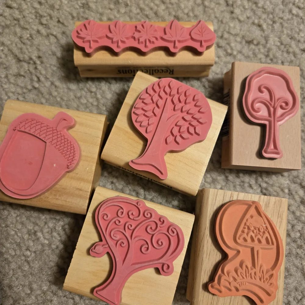 Wood Stamps with Nature Designs Set Of 9 Paper Crafts Scrapbooking